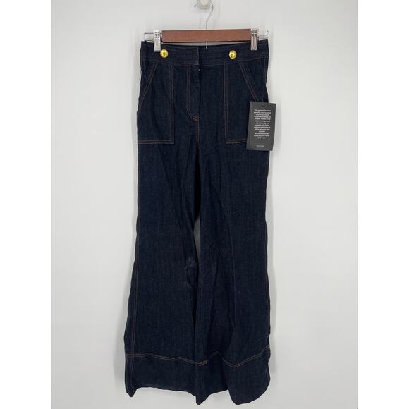 TUCKERNUCK X India Hicks Dark Denim Wide Leg Palladian Pant NWT Size 4 - Picture 7 of 9